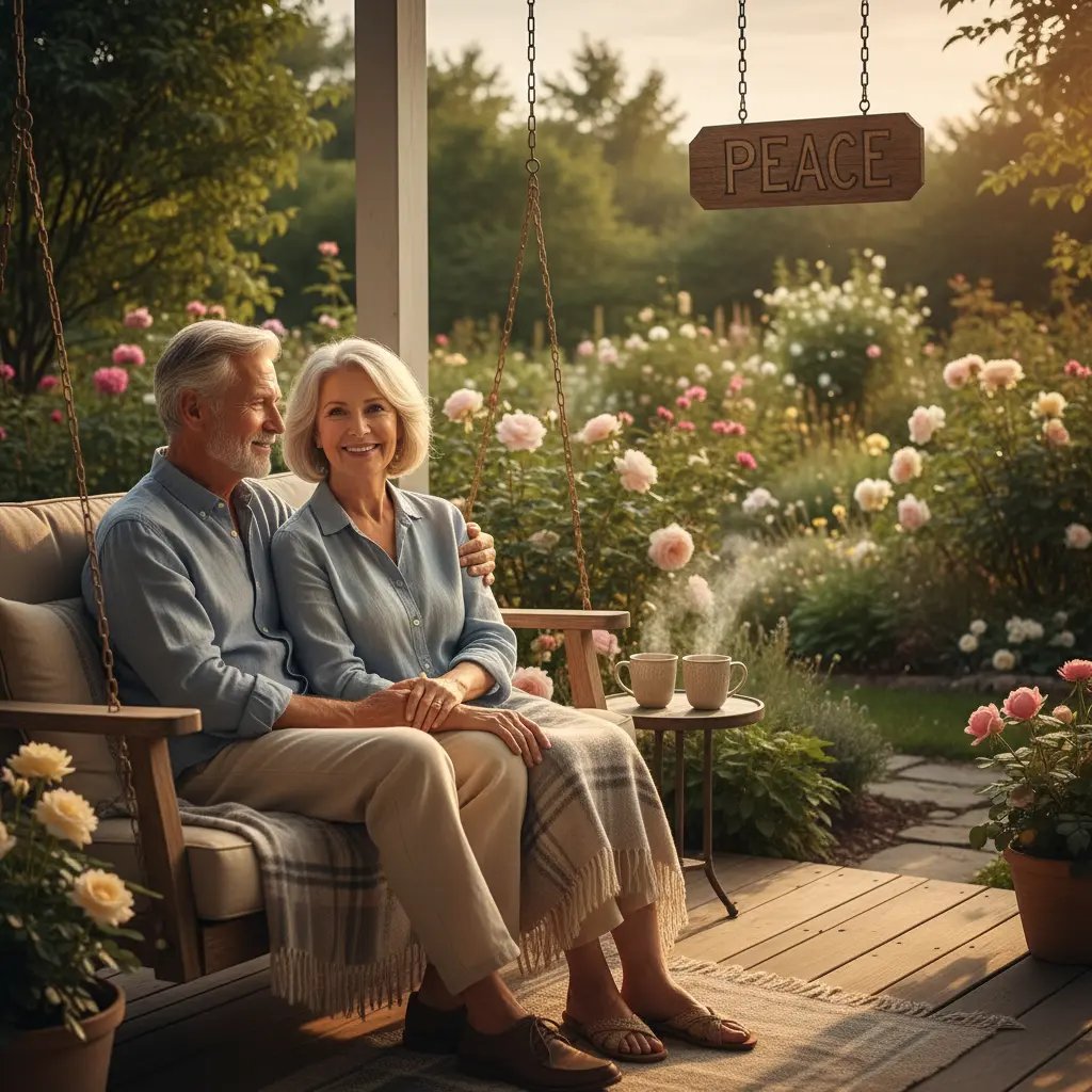 Happy senior couple enjoying peace of mind